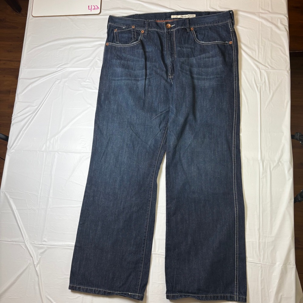 DKNY Jeans Mens‎ 38x30 Dark Wash Relaxed Fit Embroidered Back Pocket Denim Y2K